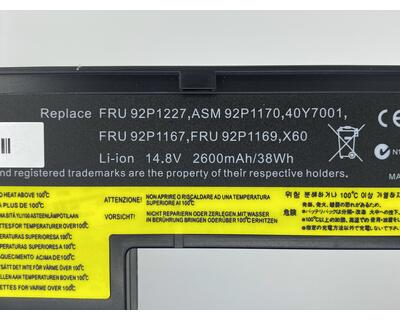 Акумуляторна батарея для ноутбука Lenovo-IBM 92P1168 ThinkPad X60 14.8V Black 2600mAh OEM - фото 3
