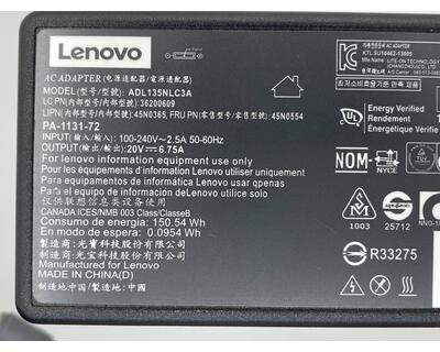 Блок питания для ноутбука Lenovo 135W 20V 6.75A 7.9x5.5mm 45N0055 Orig - фото 3