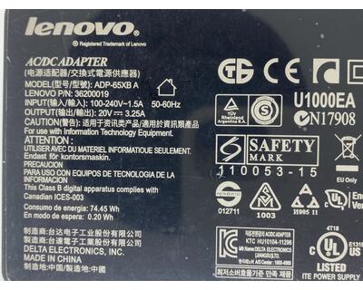 Блок питания для ноутбука Lenovo 65W 20V 3.25A Yoga ADP-65XBB Slim Orig - фото 3