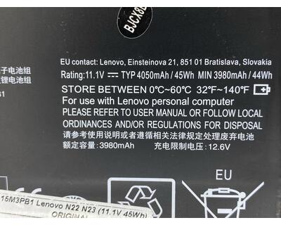 Аккумуляторная батарея для ноутбука Lenovo-IBM L15M3PB1 N22, N23, Chromebook 11.1V Black 3980mAh Orig - фото 3