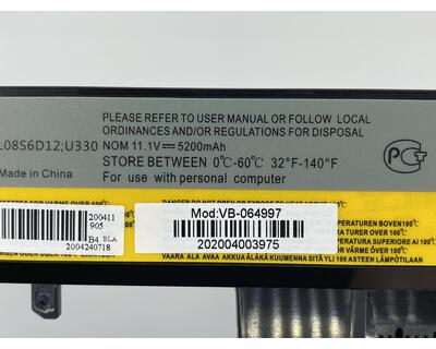 Аккумуляторная батарея для ноутбука Lenovo L08S6D12 IdeaPad U330 11.1V Black 4400mAh OEM - фото 3