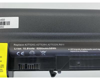 Аккумуляторная батарея для ноутбука Lenovo 42T5262 ThinkPad R61 10.8V Black 5200mAh OEM - фото 3