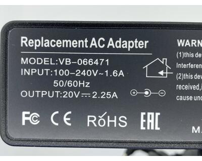 Блок живлення для ноутбука Lenovo 45W 20V 2.25A 4.0x1.7mm 20225-808 OEM - фото 3