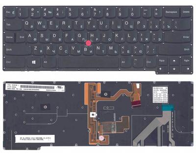Клавиатура для ноутбука Lenovo ThinkPad carbon Gen 2 2014 (X1) с подсветкой (Light), с указателем (Point Stick) Black, No Frame, RU