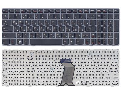Клавіатура для ноутбука Lenovo IdeaPad (G500, G700), Black, (Gray Frame) RU