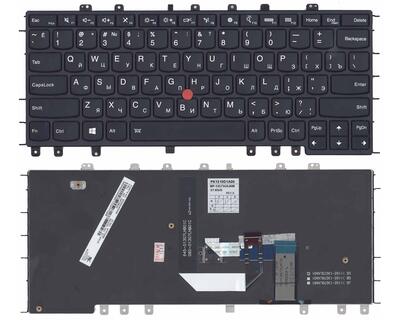 Клавіатура для ноутбука Lenovo ThinkPad (Yoga S1) з підсвіткою (Light), з вказівником (Point Stick), Black, Black Frame, RU