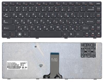 Клавіатура для ноутбука Lenovo IdeaPad (Y480) Black, (Black Frame), RU - фото 5