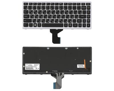 Клавіатура для ноутбука Lenovo IdeaPad (Z400) з підсвіткою (Light), Black, (Gray Frame), RU