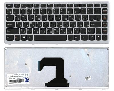 Клавіатура для ноутбука Lenovo IdeaPad (U410) Black, (Silver Frame), RU - фото 5