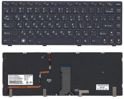 Клавіатура для ноутбука Lenovo IdeaPad (Y480) з підсвіткою (Light), Black, (Black Frame), RU - фото 5