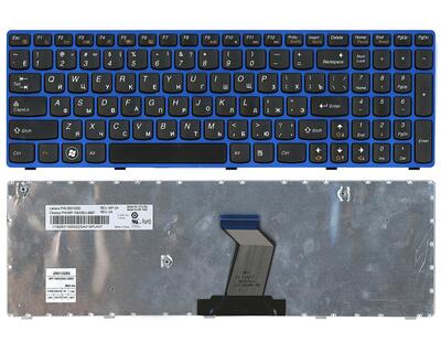 Клавіатура для ноутбука Lenovo IdeaPad (B570, V570, Z570, Z575) Black, (Blue Frame), RU
