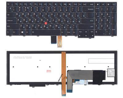 Клавіатура для ноутбука Lenovo ThinkPad Edge (E531, E540) з підсвіткою (Light), з вказівником (Point Stick) Black, Gray Frame, RU