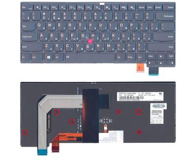 Клавиатура для ноутбука Lenovo Thinkpad T460S с подсветкой (Light), с указателем (Point Stick), короткий шлейф (Short Trail), Black, (No Frame), RU - фото 5