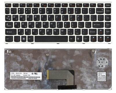 Клавіатура для ноутбука Lenovo IdeaPad (U460) Black, (Silver Frame), RU - фото 5