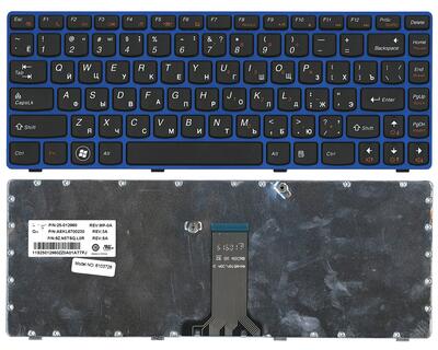 Клавиатура для ноутбука Lenovo IdeaPad (Z470, G470Ah, G470GH, Z370) Black, (BlueFrame), RU - фото 5
