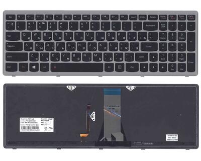 Клавиатурадля ноутбука Lenovo IdeaPad (G505S, Z510) с подсветкой (Light), Black, (Silver Frame), RU - фото 5